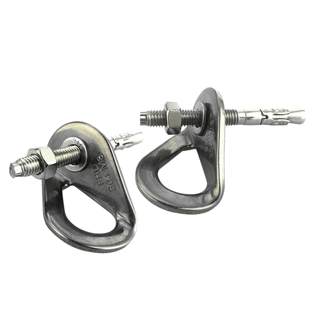 2pcs 35KN Stainless Steel Climbing Anchor Bolt Hanger Screw Nut Piton Outdoor Sports Safety Hardware Set