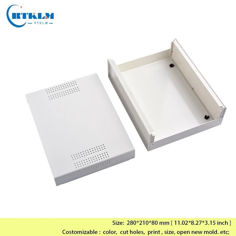 Custom DIY Iron Electronic Project Box Housing Desktop Enclosure 280x210x80mm Instrument Case for Electronics