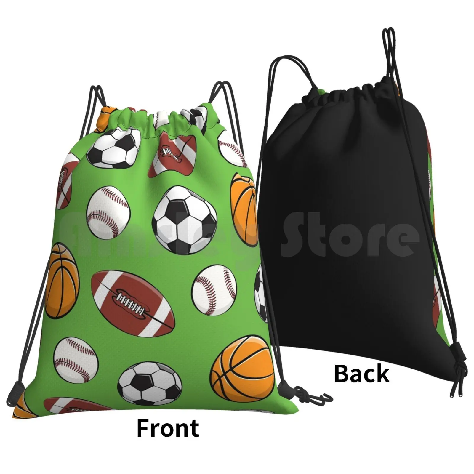 Sports-Basketball , Baseball , Football , Soccer-Green Backpack Drawstring Bags Gym Bag Waterproof Basketball Sports