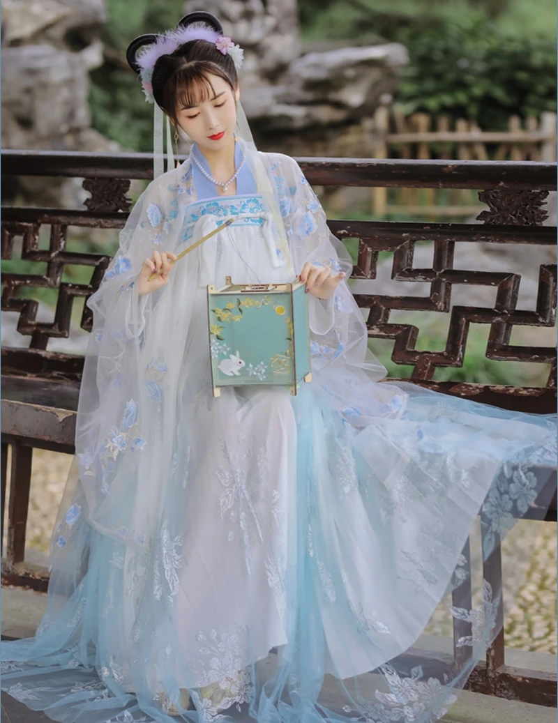 Chinese Traditioanl Hanfu for Woman Elegant Fairy Dance Costume Oriental Stage Performance Retro Ancient Hanfu Folk Dresses