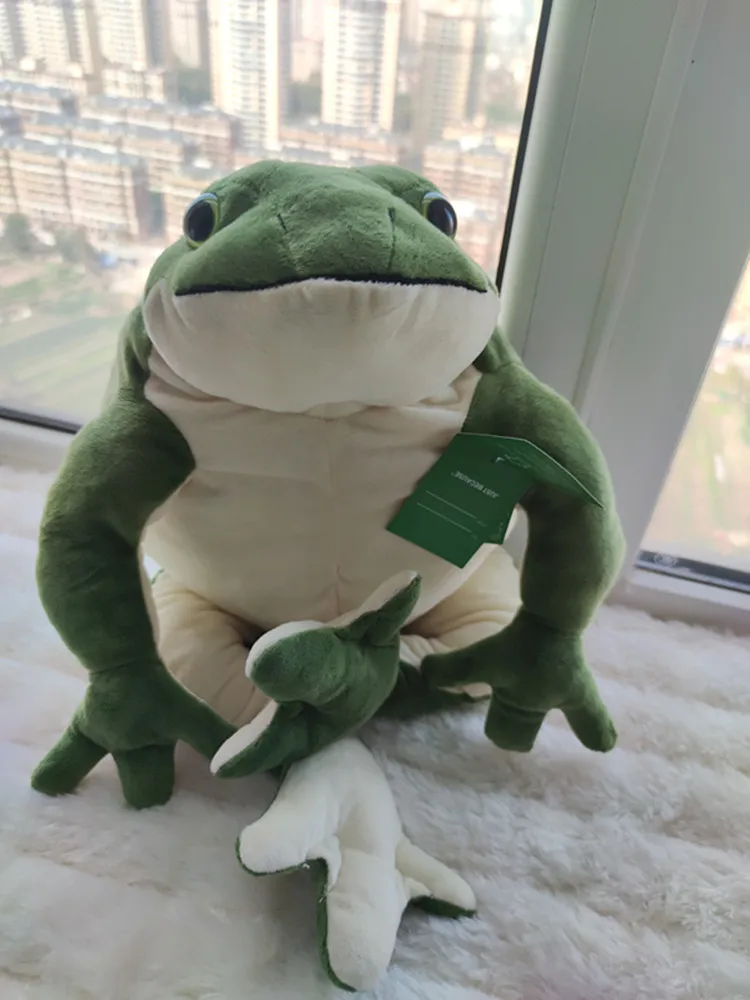 

Dorimytrader New Funny Simulation Animal Frog Plush Toy Big Stuffed Cartoon Green Frog Doll Pillow Baby Gift 24inch 60cm DY61558