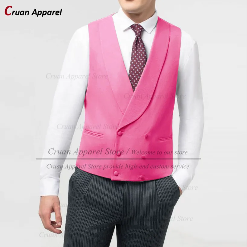 (16 kolorów) formalny żółty ślub męski garnitur z kamizelką kamizelka bezrękawnik szyte na miarę Slim szal Lapel Groom drużba Tuxedo