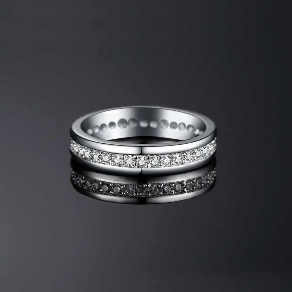 JewelryPalace 925 Sterling Silver Cubic Zirconia Eternity Wedding Band Simulated Diamond Promise Anniversary Rings for Women
