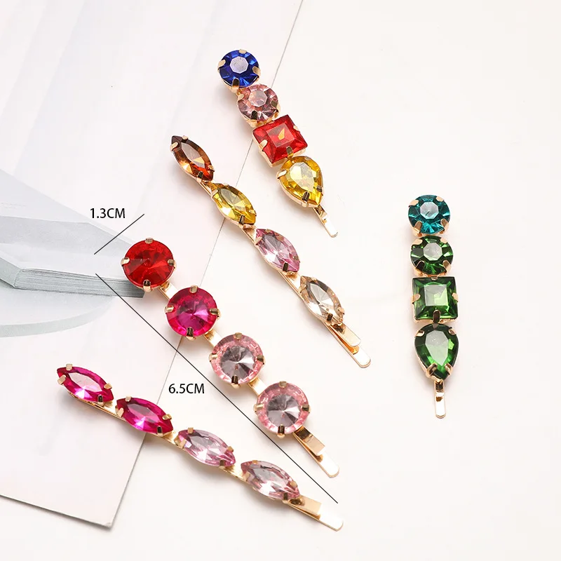 2020 New Multicolor Crystal Fashion Hairpins Women Girls Hair Clips Bobby Pin Accessories Hairgrip Hairclip Headwear Barrette