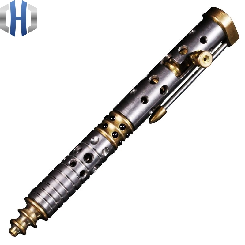 Hole Tactical Pen Titanium+Brass Bolt Outdoor Broken Window Self-defense Pen Multi-function Personality EDC Pen