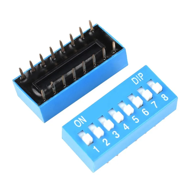 10PCS Slide Type Switch Module 1 2 3 4 5 6 7 8 10 12PIN 2.54mm Position Way DIP Pitch Toggle Switch Blue/Red Snap Dial Switch