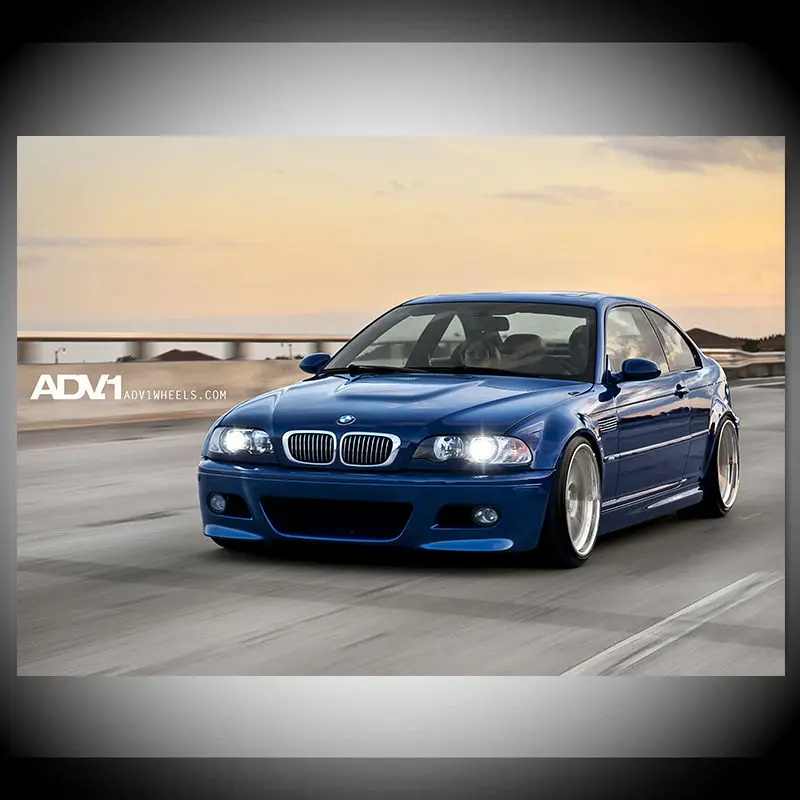 Supercar Poster Blue Car M3 E46 Classic Drift Car Wall Art Posters Prints Canvas Painting for Living Room Home Decoration