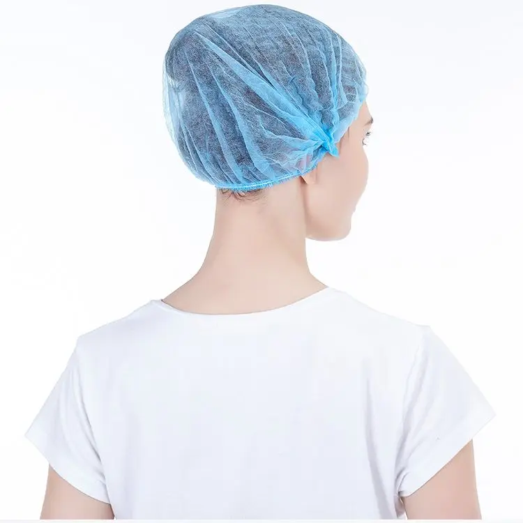 Non woven double elastic surgical head hair cover nonwoven disposable hair net cap clip caps medical bouffant cap disposable hat