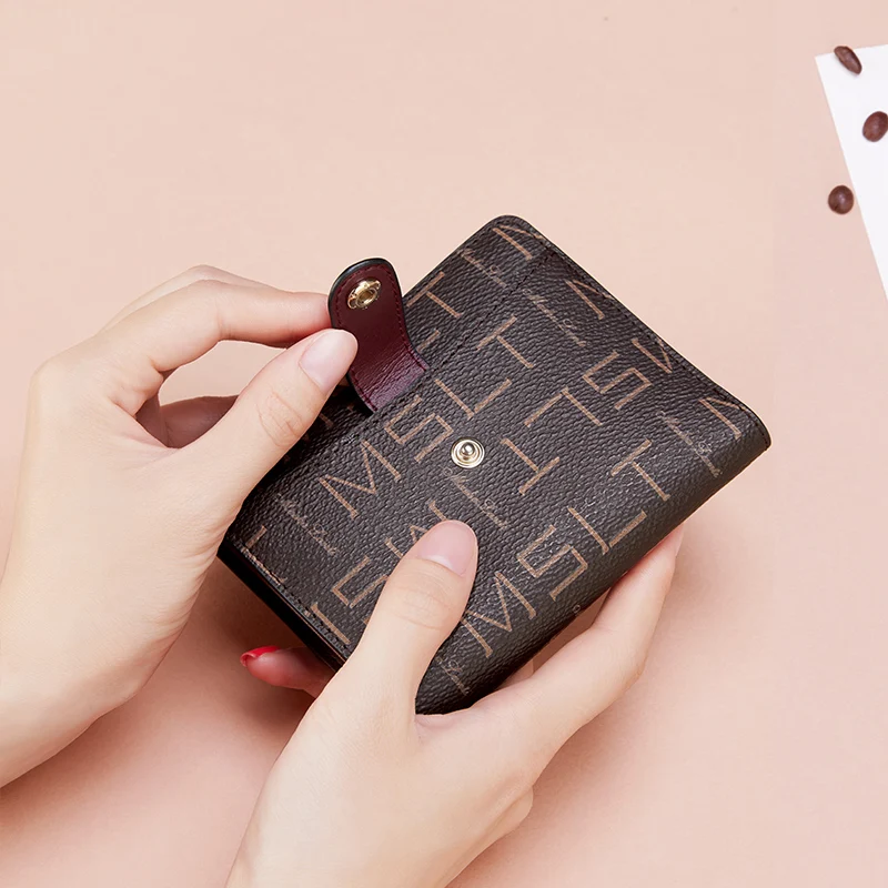 Pochette portefeuille de marque pour femmes, porte-cartes d'identité, porte-monnaie court pour dames