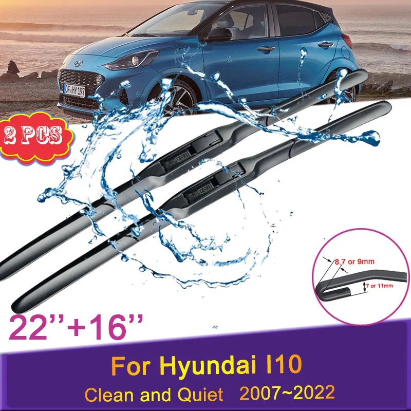 

Car Wiper Blades for Hyundai I10 2007~2022 2008 2009 2010 Front Windshield Frameless Durable Rubber Snow Shaving Accessories