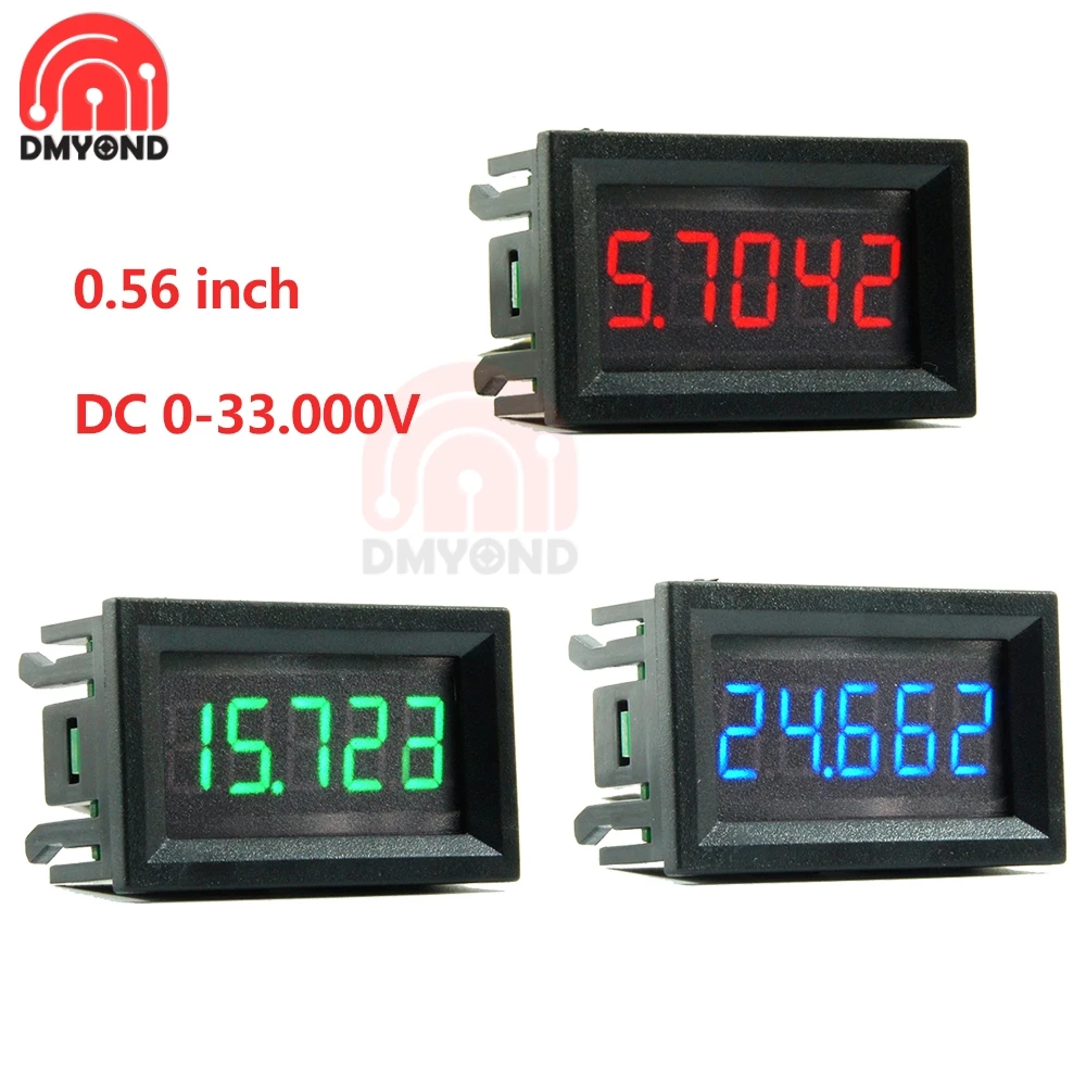 0.56 inch DC 0-33.000V (0-33V) LED Digital Voltmeter 5-Digits Bit High Precision Voltage Meter Red Green Display Volt Instrument