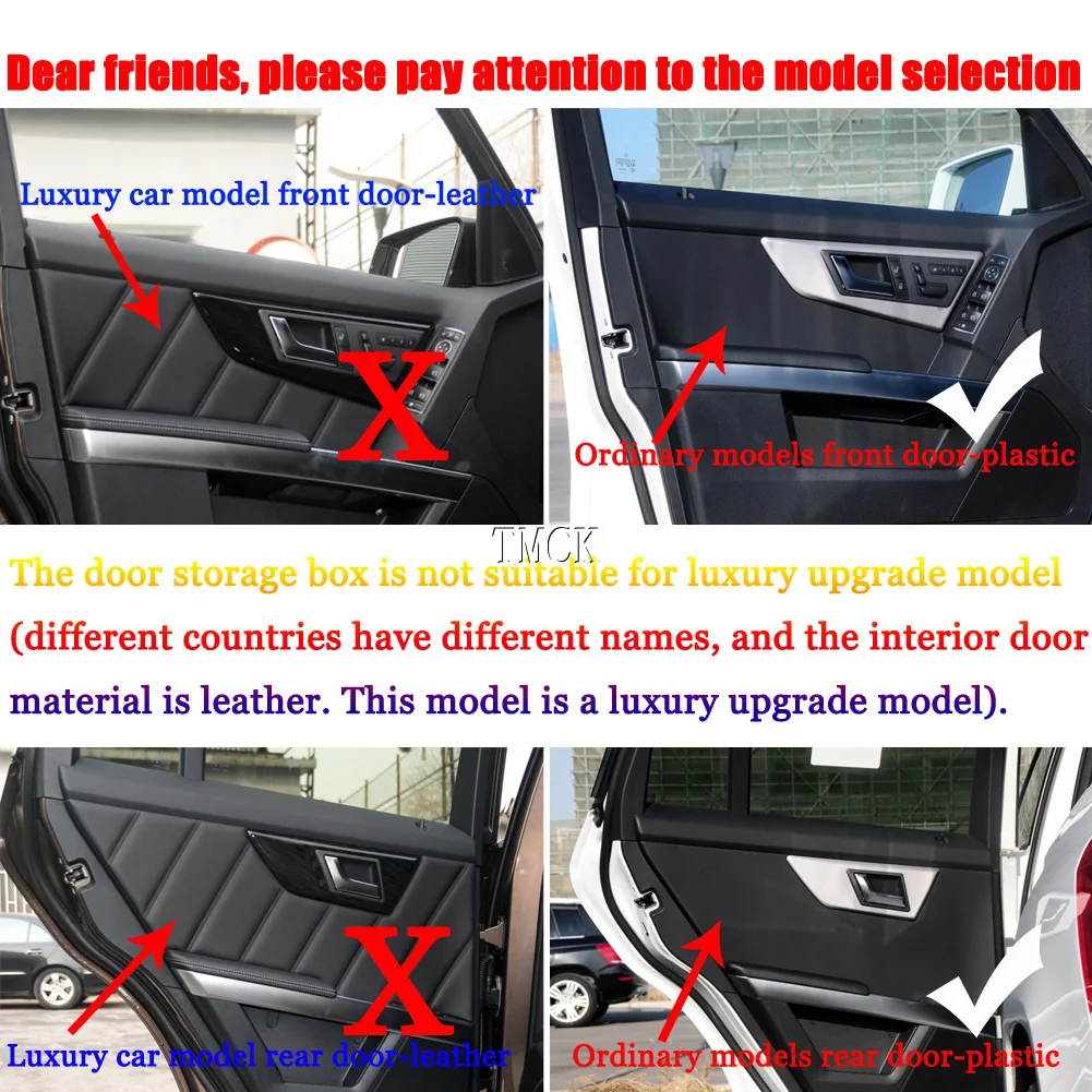 For Mercedes Benz GLK Class X204 GLK200 220 250 260 300 2008-2015 Car Front+Rear Door Armrest Storage Box Organizer Tray Holder