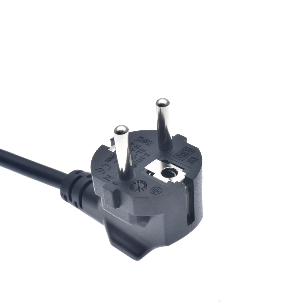 Short 0.3M/1ft European 3 Pin Male to IEC 3 Pin Female ,Schuko to C13 Left angled power cord*