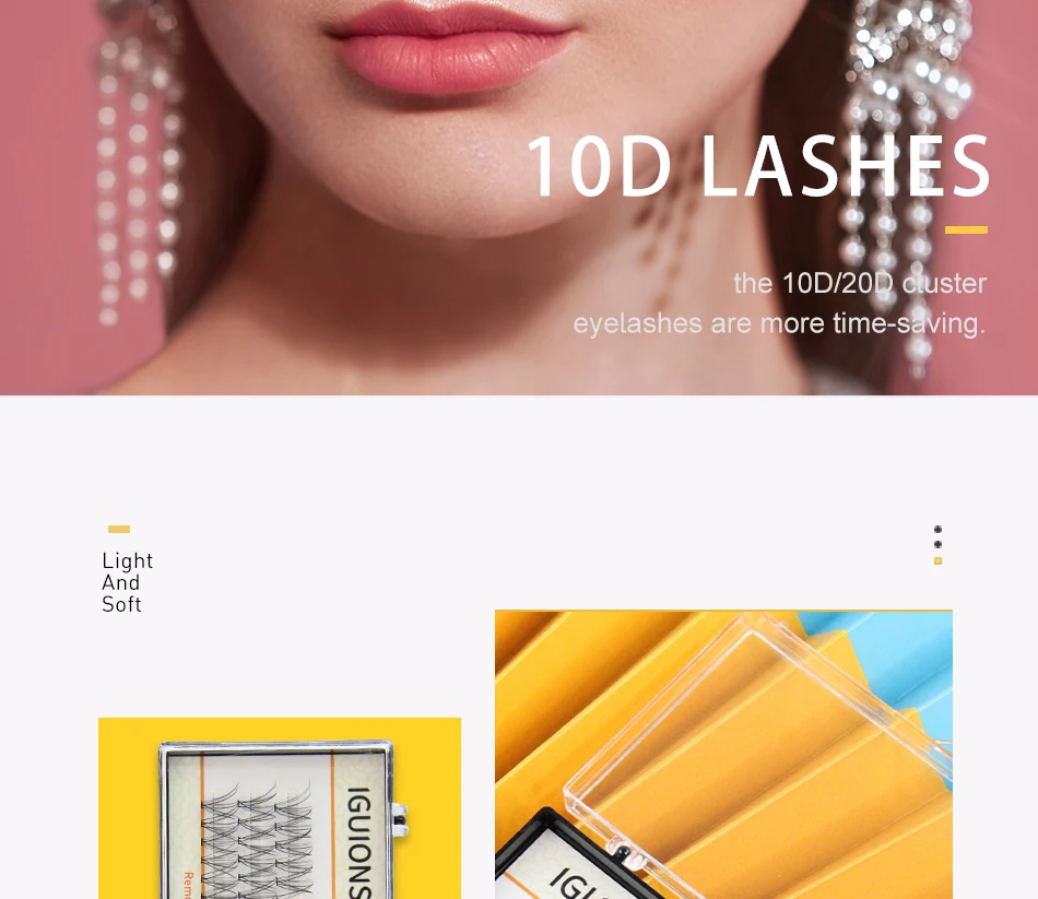 IGUIONSS 10D Wimpern Cluster Wimpern Verlängerung Natürliche Lange Schwarze 3D Volumen Wirkung Faux Bunche Individuelle Make-Up Cilias – Detail 3