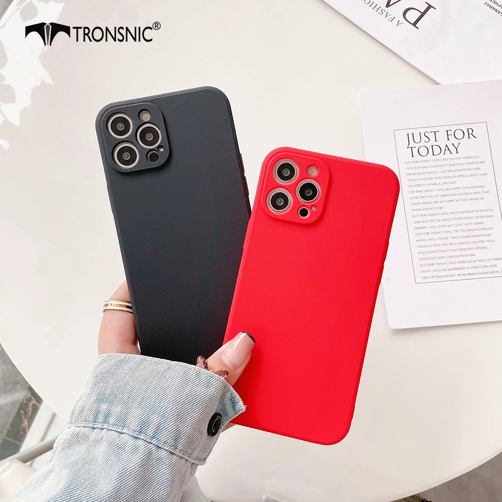 Plain Silicone Square Phone Case for iPhone 12 11 Pro Max XR Xs MAX Soft Matte Black Red Case for iPhone 6s 7 8 Plus Green Cover