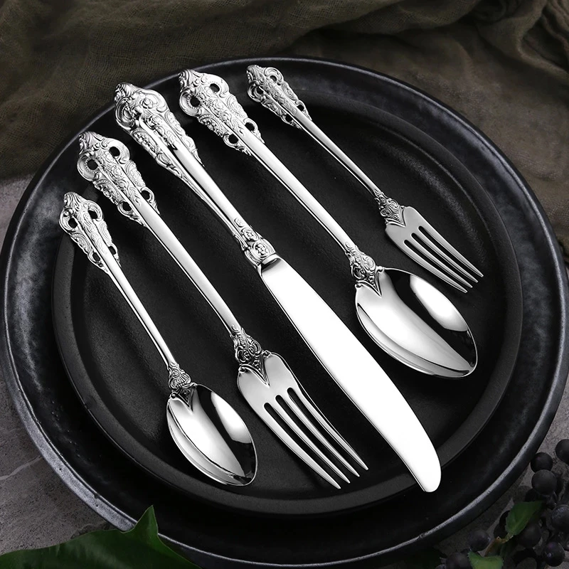 30pcs Gold Dinnerware Cutlery Sets 18/10 Stainless Steel Knife Fork Teaspoons Western Food Kitchen Accessories