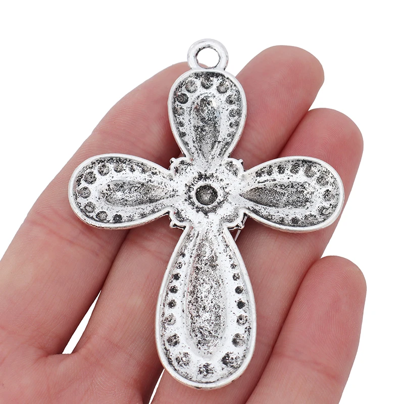 ZXZ 5pcs Large Gothic Cross Charms Pendants for Necklace Jewelry Making Findings 73x53mm