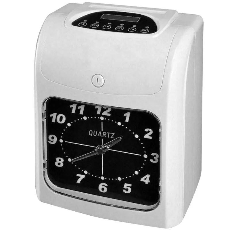 English attendance machine Electronic time clock Paper card punch Power outage available Clock face / LCD screen