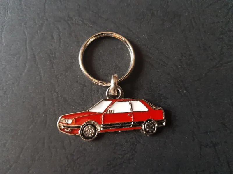 Keychain Peugeot 309, GTi XS SR GR SX (red) profile key ring