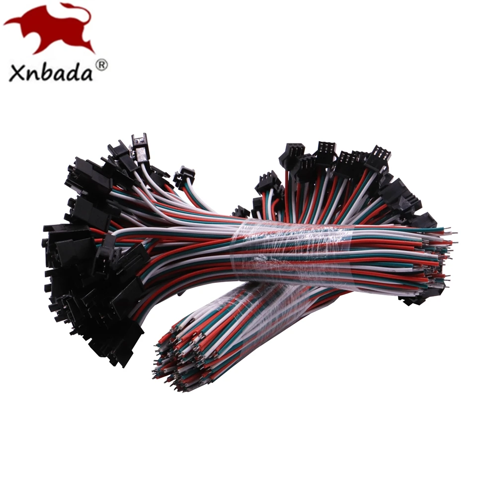 10Pairs 10cm 3Pin JST Connector Female&Male Led JST Connectors 22AWG Red Green And White Wires For WS2811 WS2812B RGB Led Strip