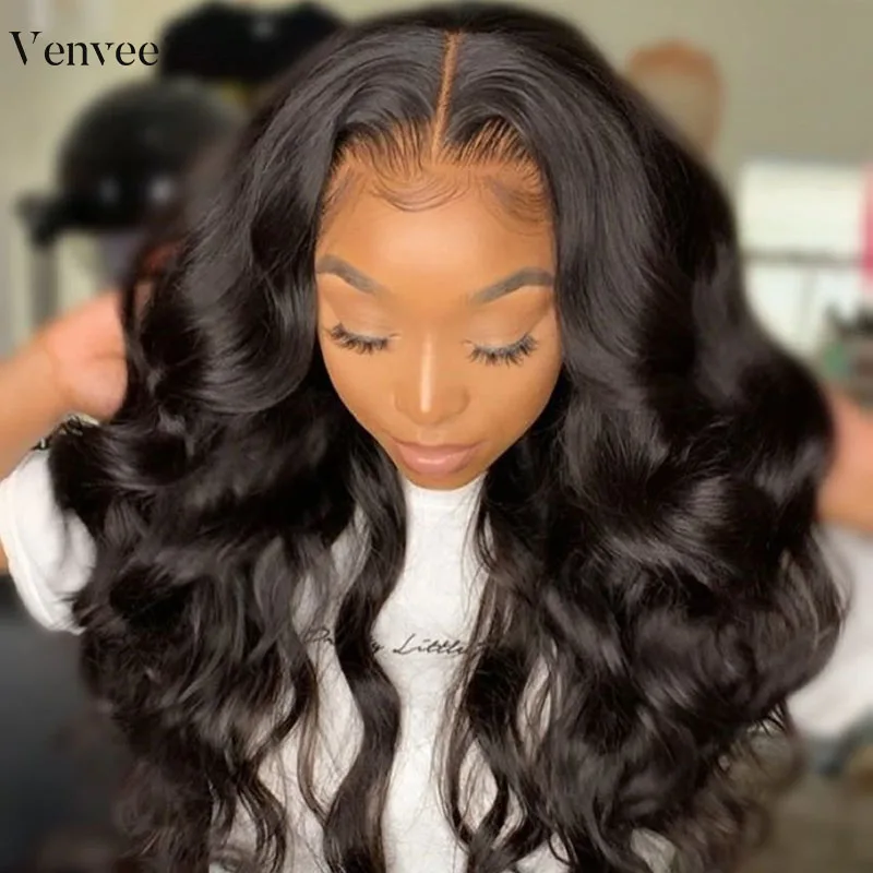 

Glueless Full Lace Human Hair Wigs Pre Plucked With Baby Hair Body Wave HD Transparent Full Lace Wig For Women Venvee Remy Hair