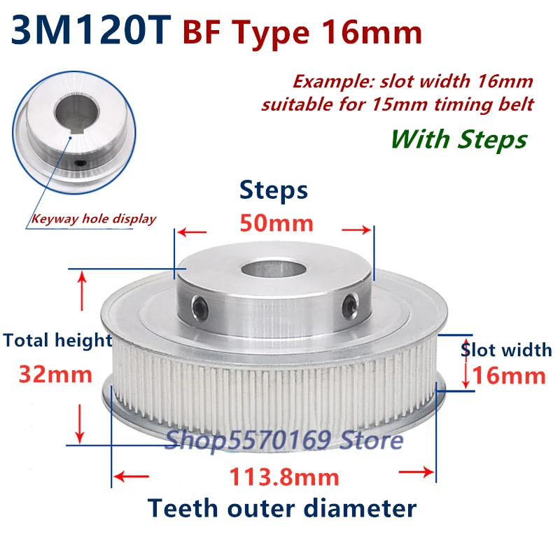 

120Teeth HTD 3M Synchronous Pulley 3m timing pulley Width 16mm 120T 3M timing belt HTD3M Pulley gear bore 6mm-25mm