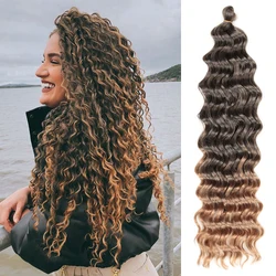 Onda de água trançando cabelo para mulheres, tranças sintéticas de crochê, ondas afro suaves, extensões de cabelo oceânicas, loiro preto, 24