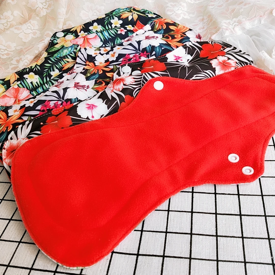 10pcs/set night use reusable menstrual pads for heavy flow, large size breathable women cloth pad