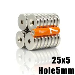 2/5/10 sztuk 25x5-5 stałe NdFeB silne magnesy 25*5mm otwór 5mm okrągły stożkowy magnes neodymowy magnes 25X5-5mm 25*5-5