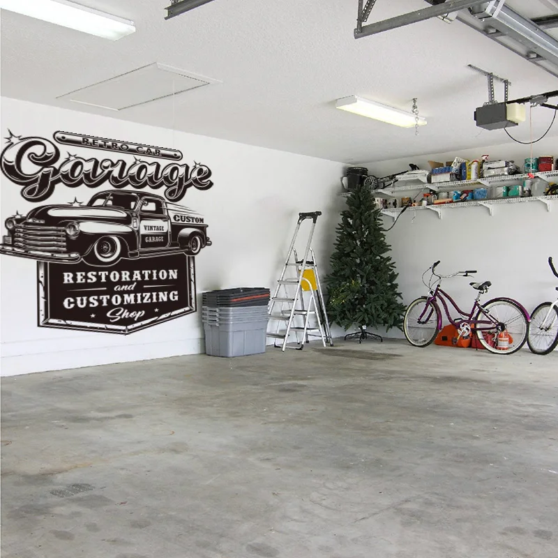 Large Retro Car Repair Service Garage Restoration Wall Sticker Customize Auto Service Workshop Wall Decal Vinyl Decor