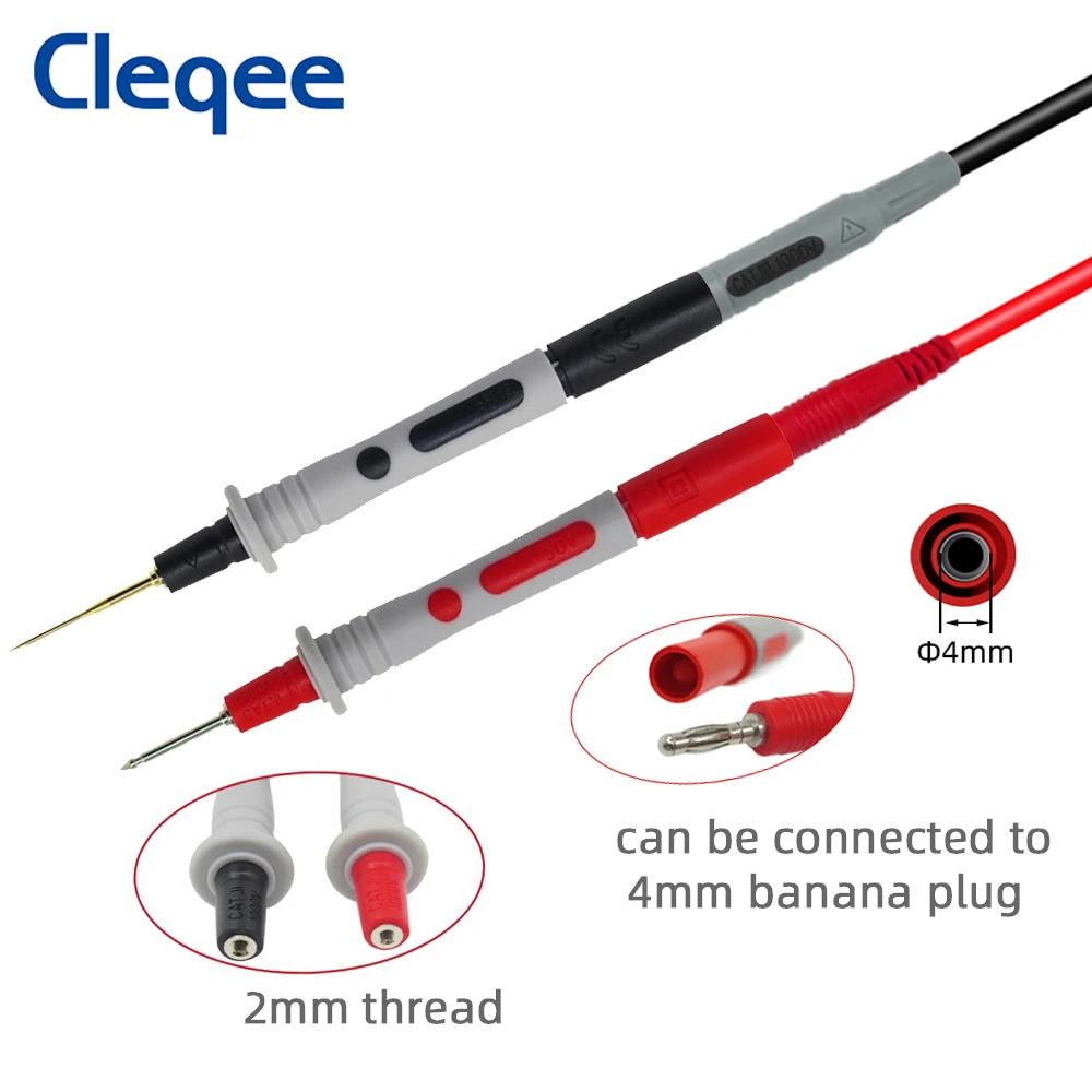 Cleqee P1033B Multimeter Test Probes Leads Kit with Wire Piercing Puncture 4mm Banana Plug Test Leads Test Probes