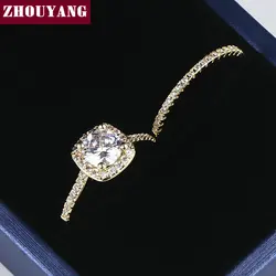 ZHOUYANG Ring Sets For Women Engagem Wedding Ring Classic Round Cut CZ  Gold Color-Color Fashion Jewelry Chirstmas Gift SR559