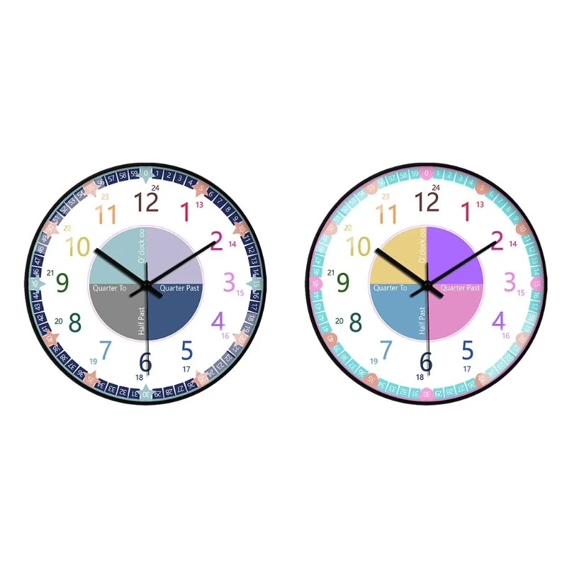 2021 Educational Wall Clock for Children Kid's Teaching Clock Learn to Tell Time for Home school Classroom Teachers and Parents