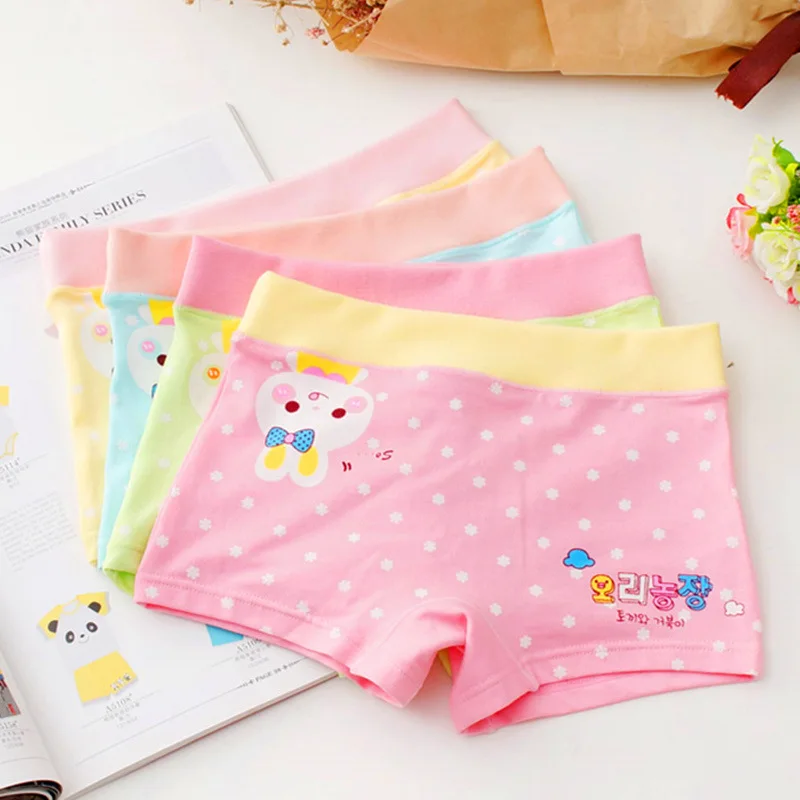 5PCS/lot  Girls Boxer Shorts Cute Cartoon Soft 100%cotton Kids Panties Underwear Children's Baby Underpants 3-11Years UD30