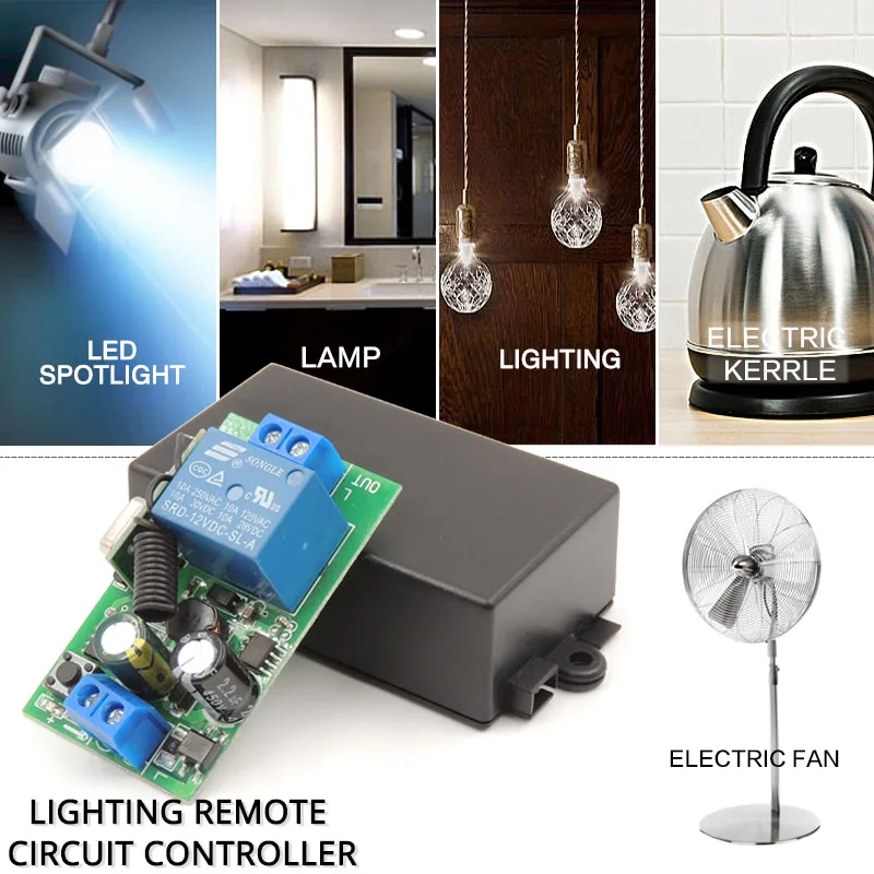 جهاز تحكم عن بعد بتيار متردد 433 فولت 10 أمبير جهاز استقبال مرحل 1CH يعمل بتردد الراديو 220 ميجا هرتز لمرآب/باب/ضوء/LED/مروحة/محرك/ناقل إشارة