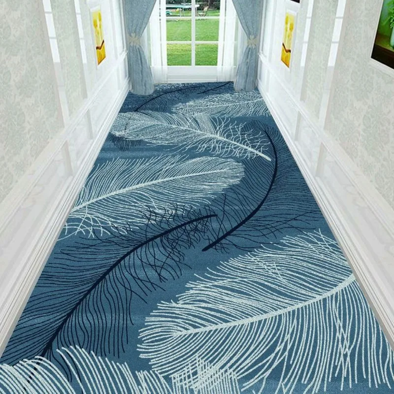 

3D Feather Nordic Stair Carpet, European Hallway Carpets, Hotel Long Runners Rug, Home Entrance, Corridor, Aisle Party Floor Rug