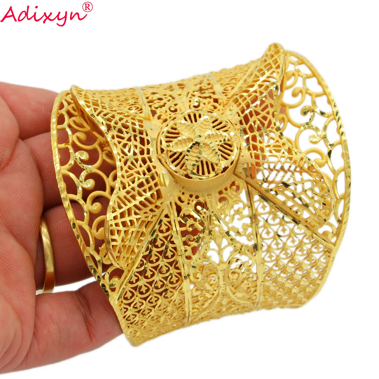 Adixyn Vintage Jewelry Bracelet for Women 24k Gold Color Dubai Bangle African Arab Ethiopian Luxury Bridal Wedding Items N01063