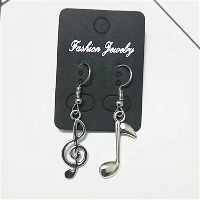 Handmade Antique Silver Color Music Notes Dangle Earrings Mixed Earrings, Mismatch Earrings, Music Jewelry