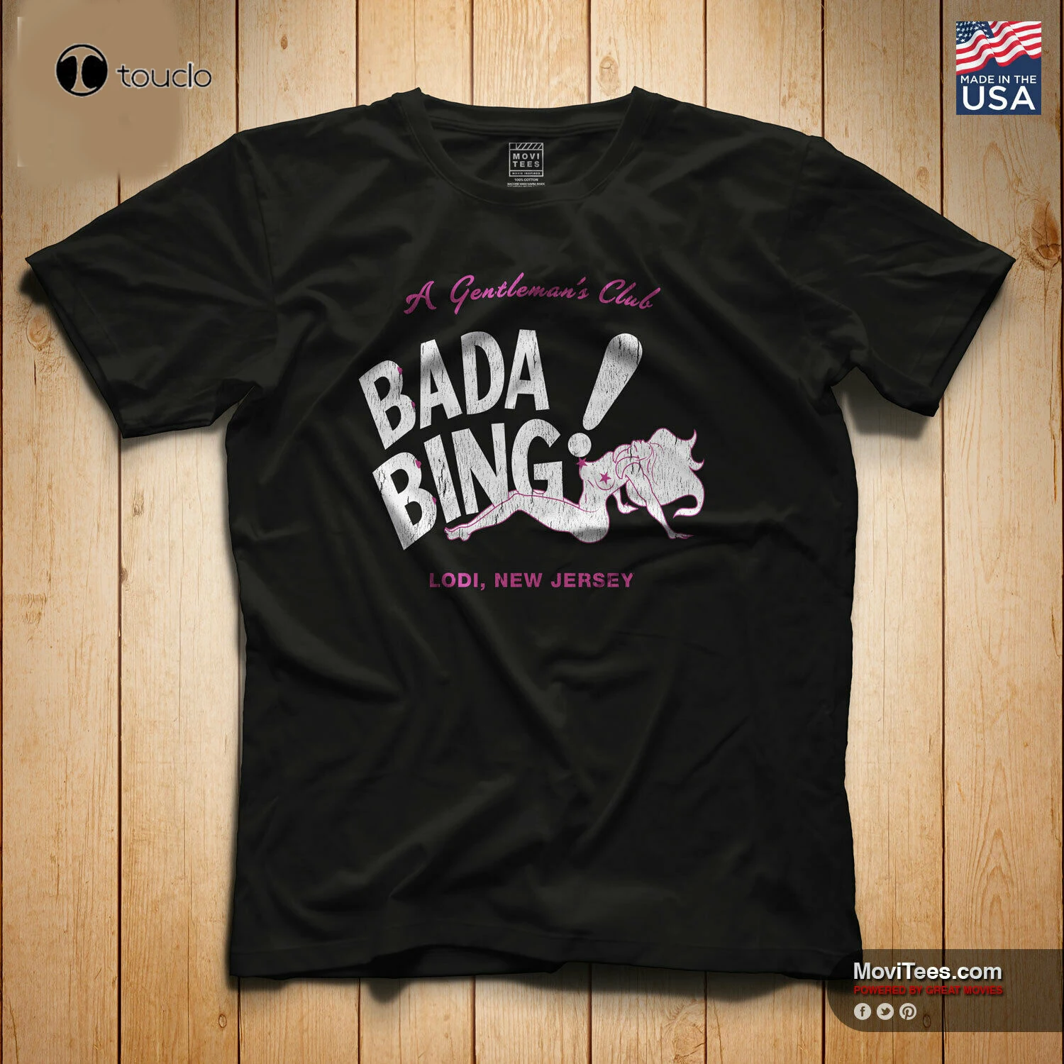 Bada Bing T-Shirt Cotton The Sopranos Inspired Fan Art Black S-3Xl Mafia Lodi Nj