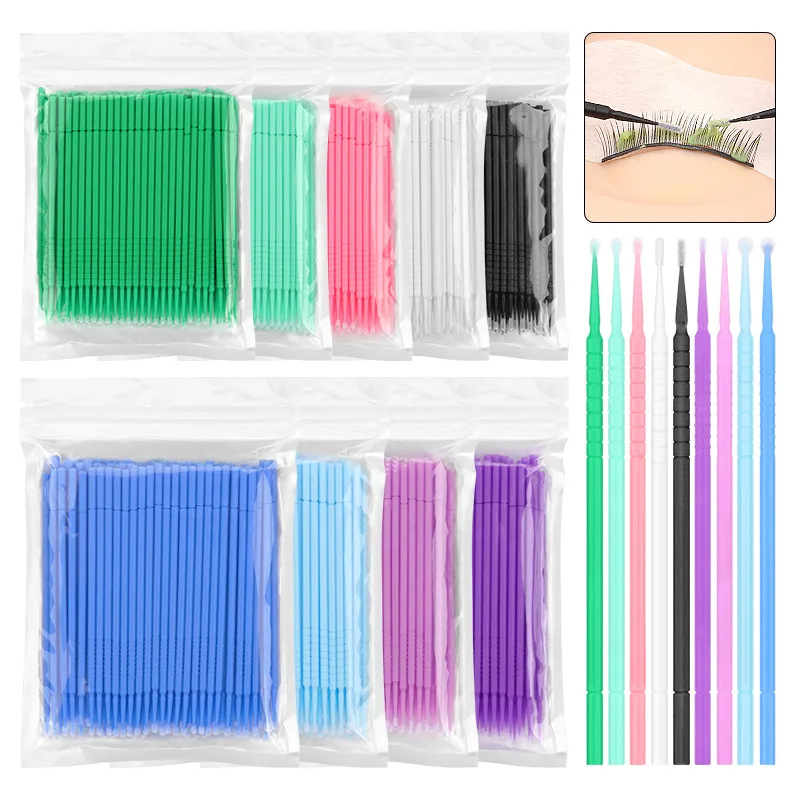 100 Pcs Disposable Microbrush Individual Grafted Lash Clean Removing Swab Micro Brush For Eyelash Extension Makeup Brushes Tools