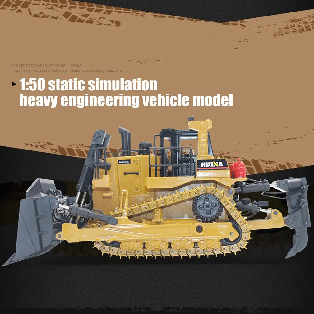 Huina 7700 1:50 Simulation Metal Bulldozer Engineering Car Construction Vehicle Engineering Track Car Metal Toys For Kids