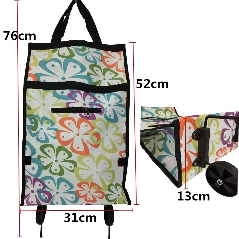 Portable Folding Reusable Shopping Bags Small Pull Cart Buy Shopping Trolley Bag With Wheels Fruit Vegetables Bag Food Organizer