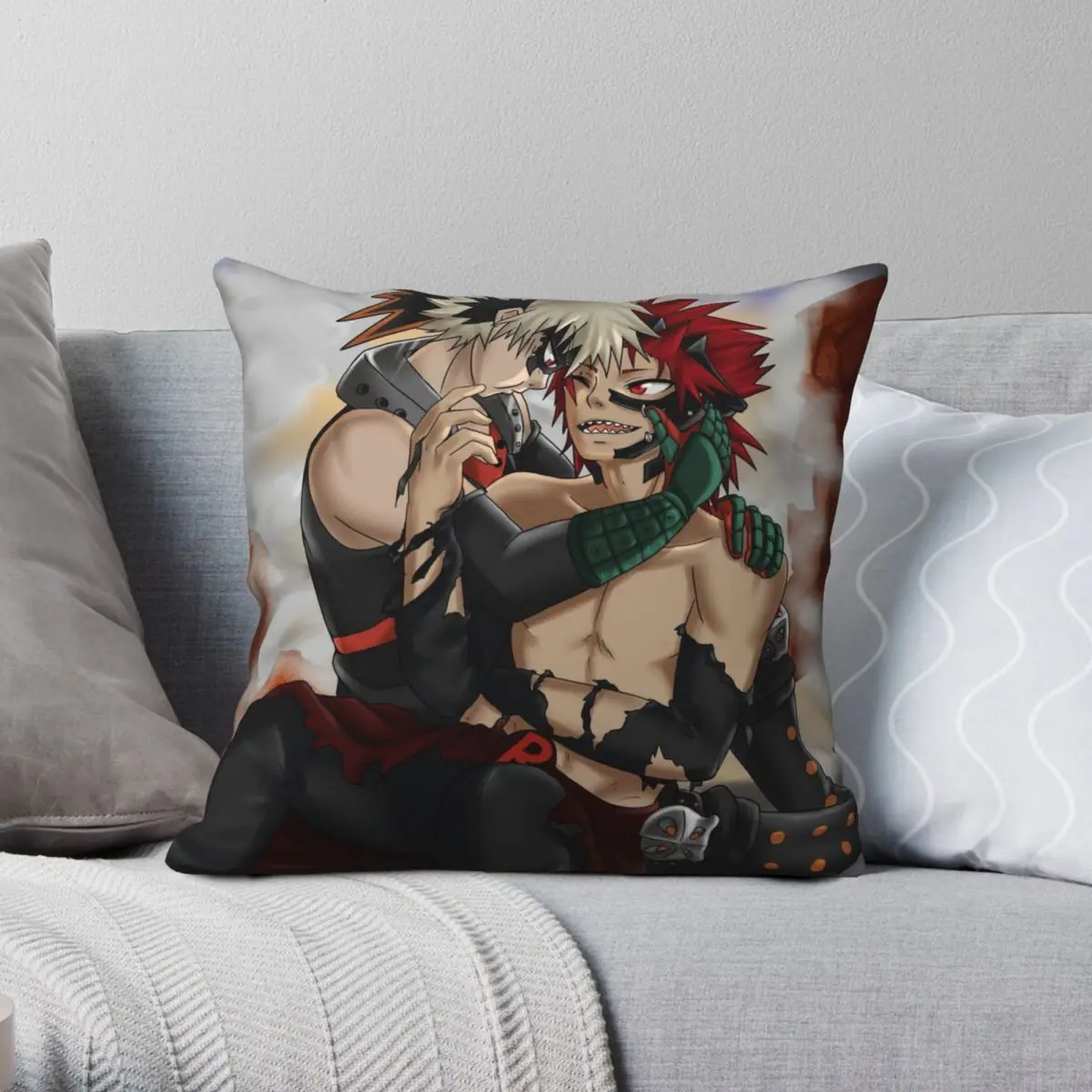 Katsuki Bakugou Eijiro Kirishima Square Pillowcase Polyester Linen Velvet Printed Zip Decor Room Cushion Case