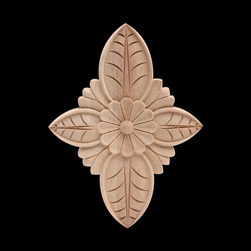 Wood Carved Decal Corner Applique Frame for  Vintage Unpainted European Home Wall Cabinet Door Decorative Wooden Miniature Craft