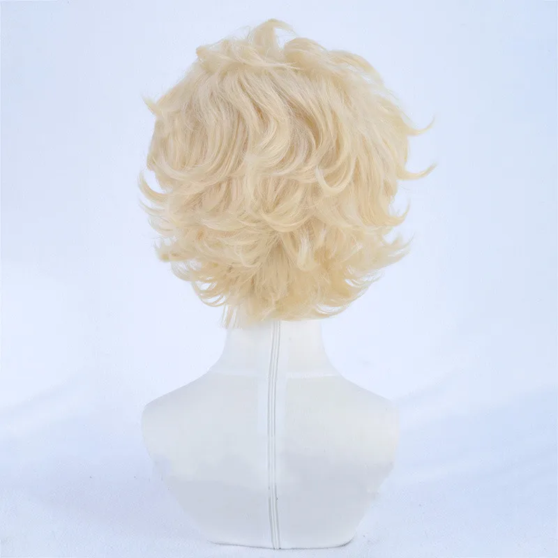 Anime Sugar Sugar Rune Vanilla Mieux Aisu Vanilla Light Golden Short Curly Anime Cosplay Wig Heat Resistant Hair Wigs + Wig Cap