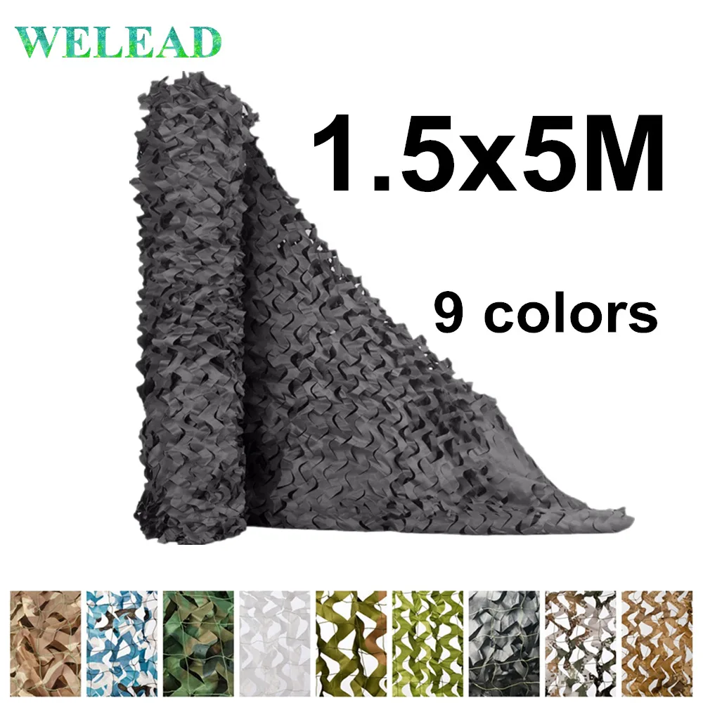 

Welead 1.5x5M Reinforced Camouflage Net Mesh Hide Garden Army Camo Netting Shade Hunting Outdoor Awnings 1.5x5 1.5*5M