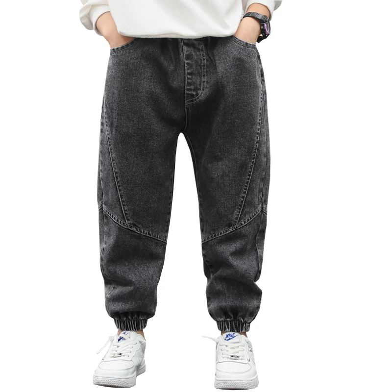 Children\'s Clothing Casual Jeans For Boy Pants Denim Cotton Autumn Winter Elastic Waist Jeans Kids Casual Pants 4 6 8 10 12 Year