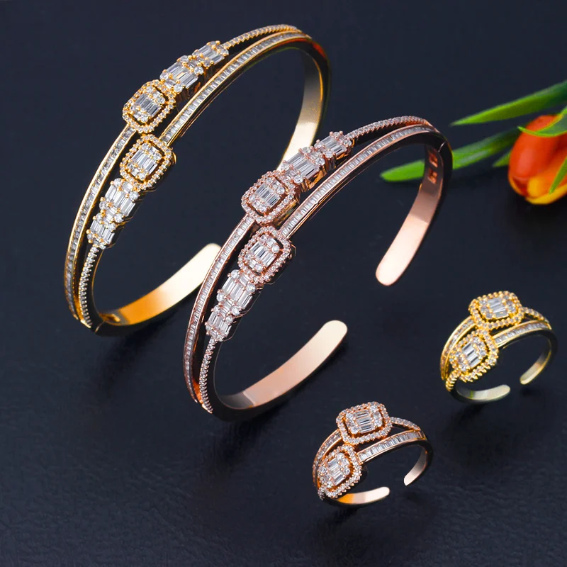 BrideTalk Luxury roundshape Bangle Ring Set Fashion Dubai Bridal Jewelry Sets For Women Wedding Jewelry Gift By Wholesale