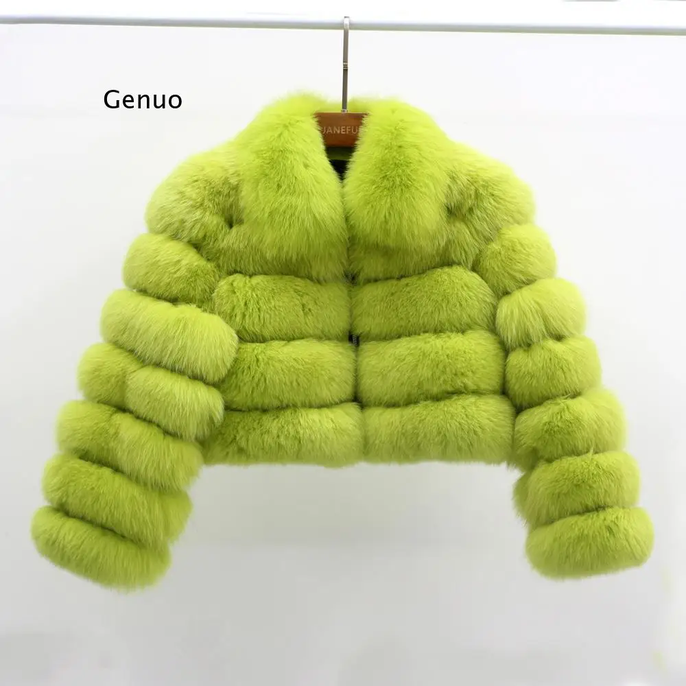 Luxury High Quality Furry Cropped Faux Fur Jacket Abrigo Mujer Ladies Fur Warm Coat Winter Female Faux Fox Fur Women Short Coats