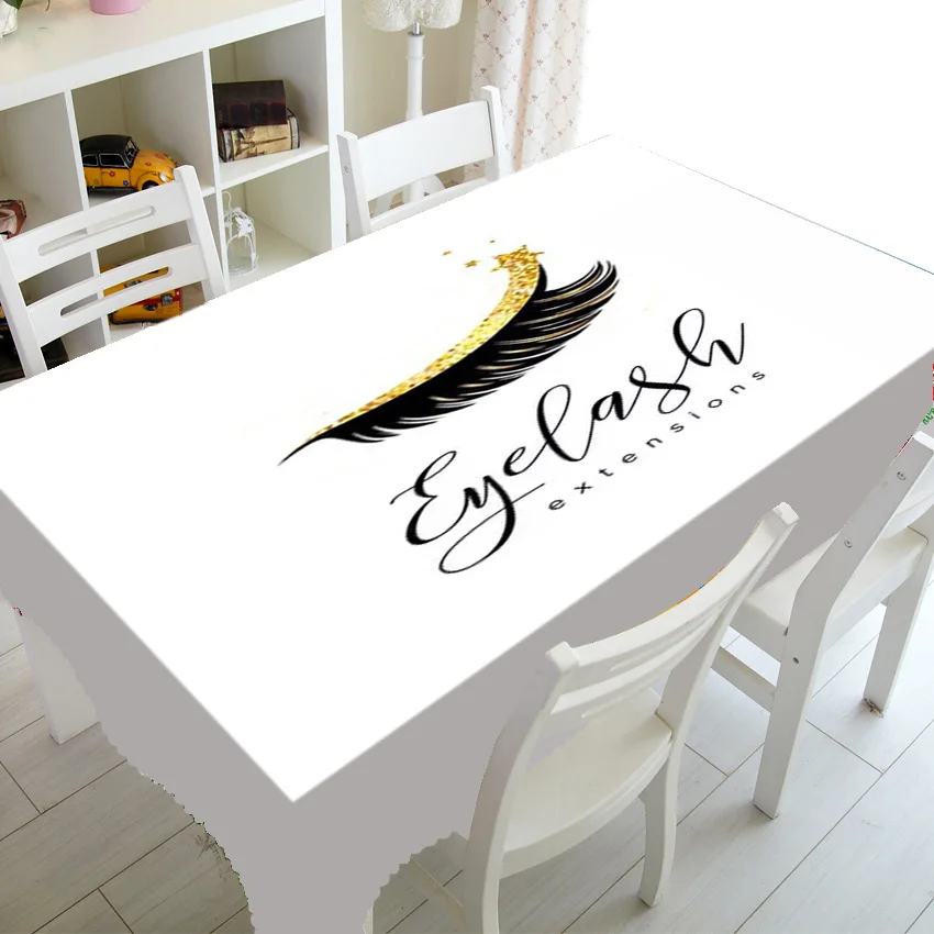 Custom Gold Brow and Lashes Studio Decor Eyelashes Eye Lash Tablecloth for Beauty Salon Logo Waterproof  Table Cover Brow Master